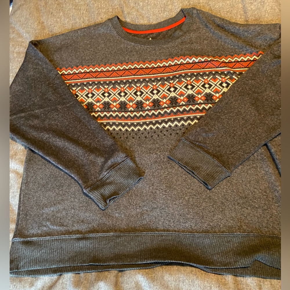 Cuddle duds holiday “sweater” printed bit stitched. Polyester and Spandex SZ XL